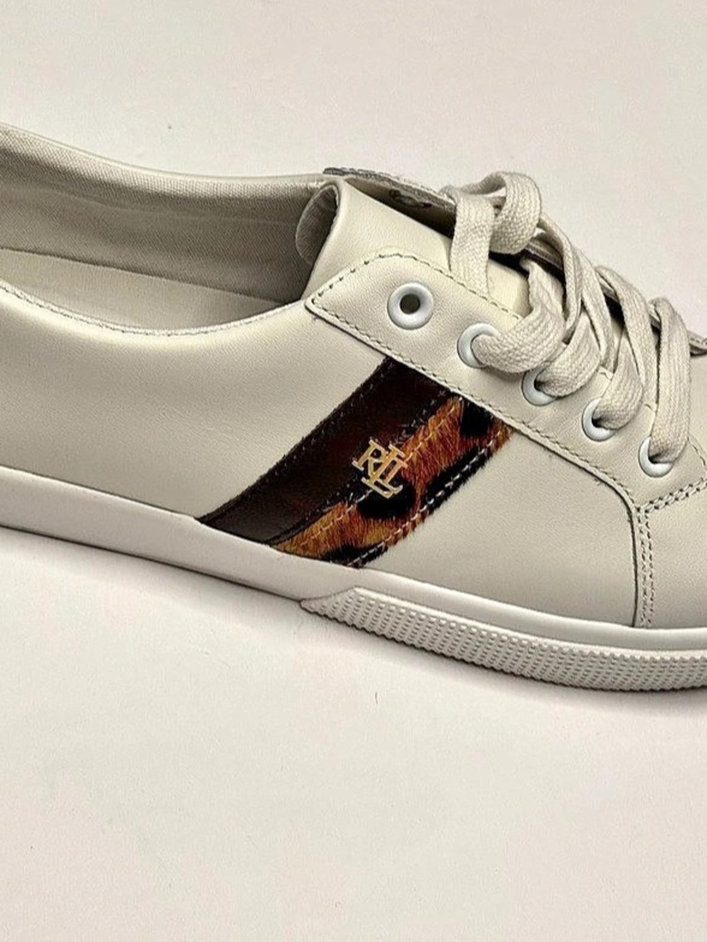 Lauren Ralph Lauren Janson II Leather & Haircalf Sneaker Animal Print Sneakers
